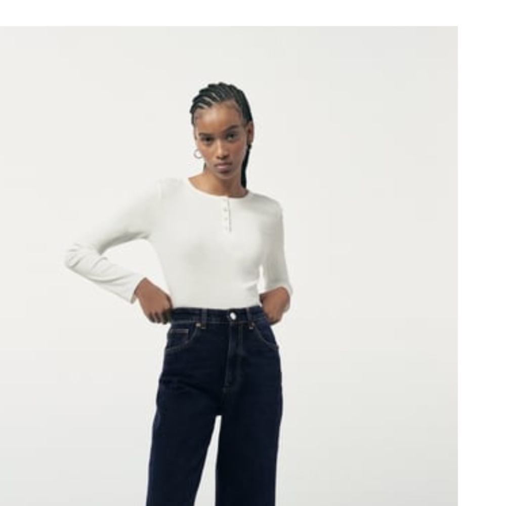Zara Long sleeved white shirt size M